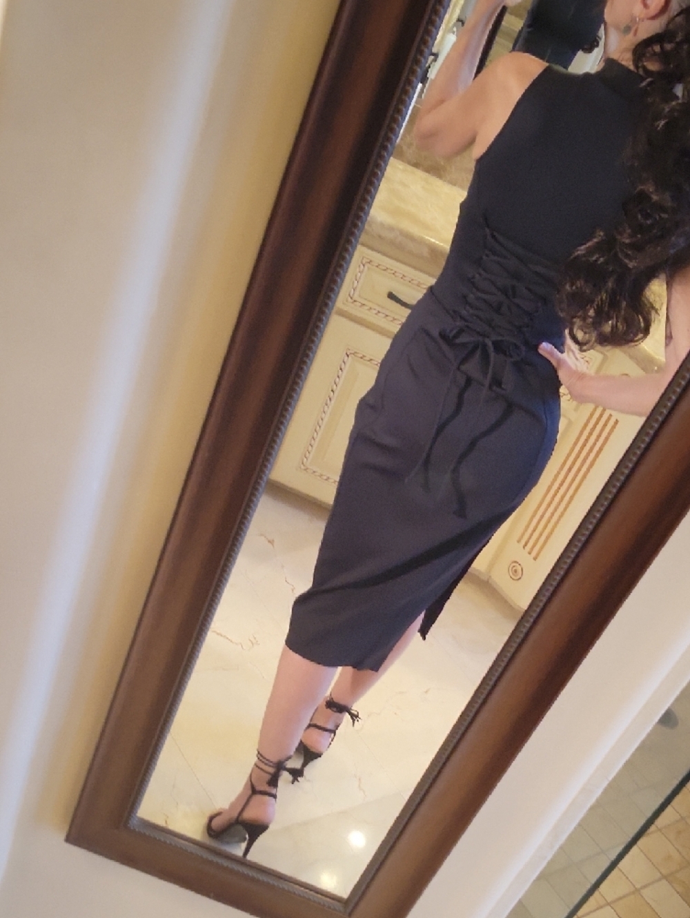 *TA3  Black Sleeveless Shapewear Midi Dress, S - Picture 9 of 16